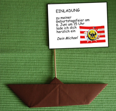 Einladung Faltschiff