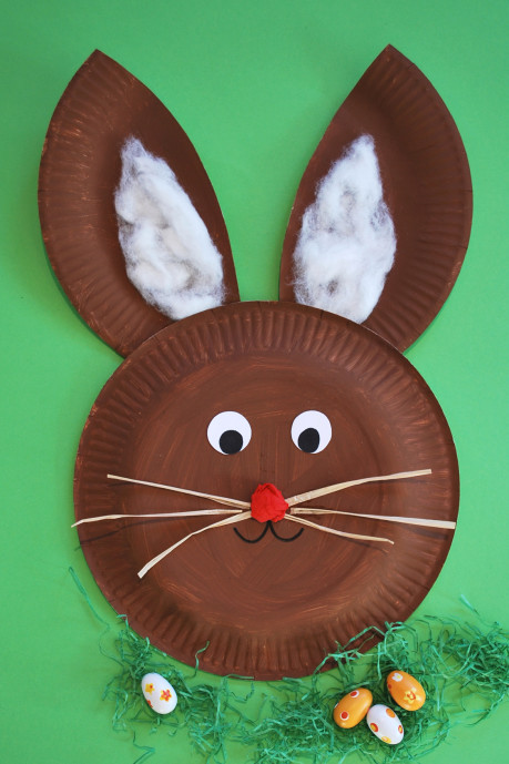 Osterhase aus Papptellern - Kinderspiele-Welt.de