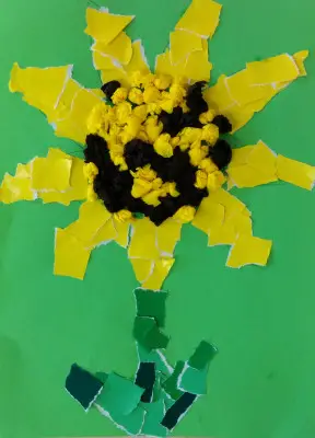 Sonnenblume mit Schnipseltechnik